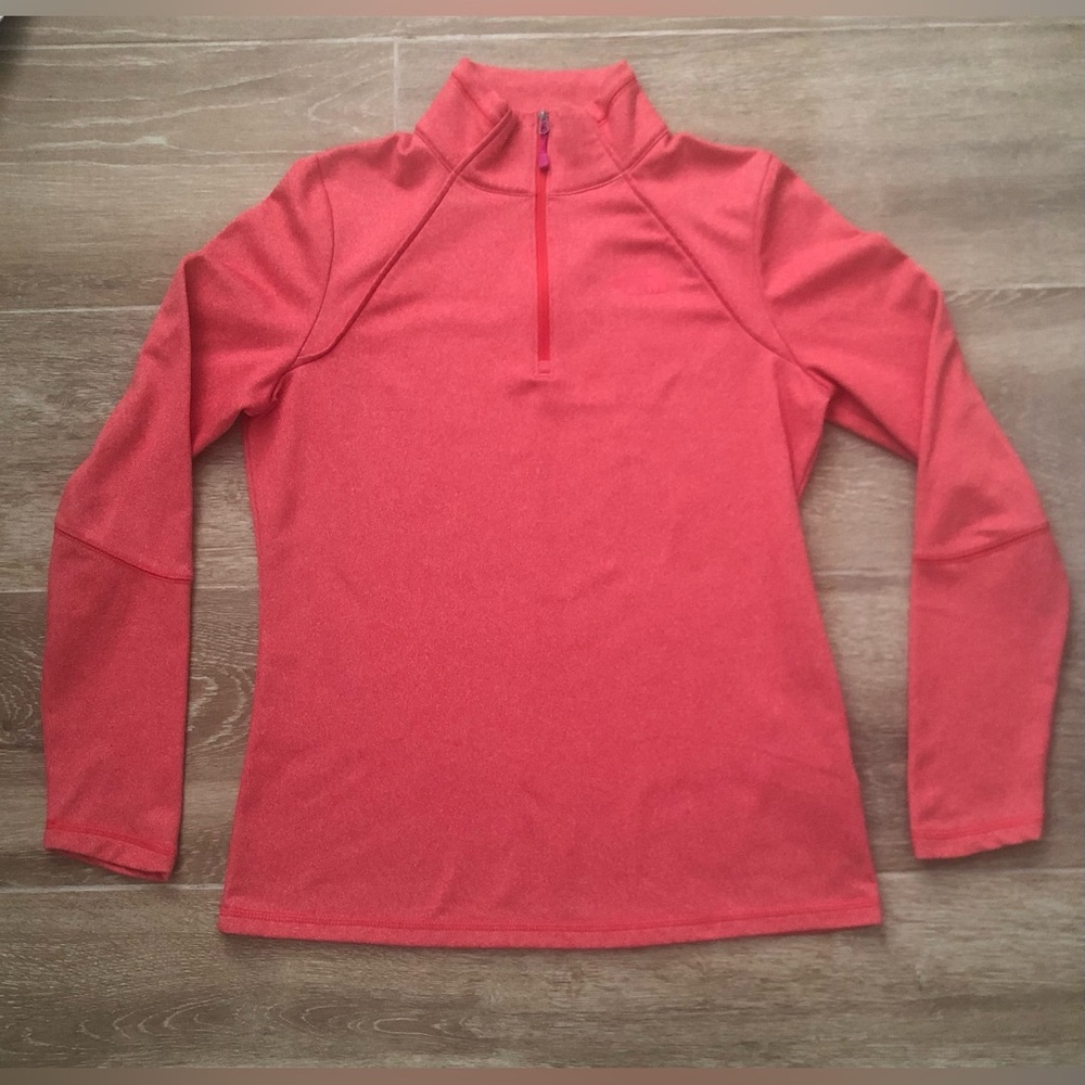 The North Face Women’s Long Sleeve Half Zip Pull Over In Shell Coral / Peach -